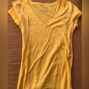 Aeropostale Yellow V-neck fitted tee, burn out style